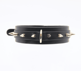 Love In Leather Spiked Faux Leather Bondage Collar - - Collars and Leads